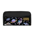 Large capacity black student pencil case featuring a cartoon astronaut and space design - Astronaut 03 (New Square Pencil Case)
