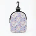Portable mini coin pouch with cute purple highland cow and blue rose floral pattern design - Oval Light Purple Highland Cow Blue Rose (08)