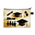 Abschlussfeier Kosmetiktasche mit schwarz-goldenen Motiven von Hüten und Diplomen - Groß - Polyester / Stil 01