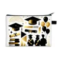 Abschluss-Aufbewahrungstasche mit schwarz-goldenen Drucken von Doktorhüten und Diplomen - Groß - Polyester / Stil 02