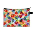 Borsa per cancelleria capiente con motivo a frutta fresca, stampe di fragole e bacche - Stile Bacca di Fragola Arcobaleno (16) / Dimensione Grande-Lino