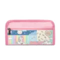 Cute pink unicorn cartoon pencil pouch with patchwork pattern and zip closure - Dreamy Color Block Style (08)