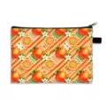 Astuccio portapenne capiente con motivo a arance e fiori freschi per studenti - Stile Floreale Arancio in Twill Giallo Arancio (19) / Dimensione Grande-Lino