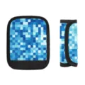 Blaue pixelige Koffergriff-Abdeckung mit Klettverschluss für Gepäck und Reisetaschen - Blaues Pixel