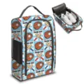 Portable travel shoe storage bag with baseball Game Day pattern and handle - Blue White Plaid Game Day Style (02)