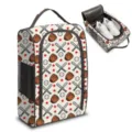 Portable travel shoe storage bag featuring a sports baseball pattern and mesh ventilation - Black Dynamic Baseball Print Style (04)