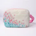 Elegant tulip print waist bag featuring pink stripes and a secure adjustable buckle strap - Striped Print / Pink White Striped Tulip (04)