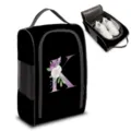 Bolsa de viaje para zapatos de poliéster negro con elegante letra floral K impresa - Estilo Letra K