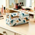 Large capacity portable makeup storage bag with cute dachshund print and double zipper - Style 01 / L