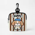 Tragbare Hundeleckerli-Tasche mit süßem Welpen-Design und braun-weißem Hintergrund - Quadratisch (Welpe)