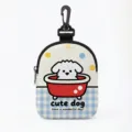 Portable outdoor dog training treat pouch featuring a cute cartoon dog print pattern - Oval (Bathing Dog)