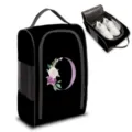 Bolsa de viaje para zapatos en poliéster negro con un diseño floral de la letra O - Estilo Letra O