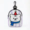 Portable dog treat pouch training bag with cute polar bear design and plastic carabiner clip - Oval (Cartoon Bear)