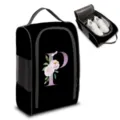Bolsa de viaje portátil para zapatos en poliéster negro con un diseño floral de la letra P - Estilo Letra P