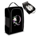 Bolsa de almacenamiento de zapatos de viaje negra con monograma floral Q y malla transpirable - Estilo Letra Q