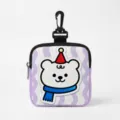 Portable dog training snack pouch with lavender wavy pattern and cute bear design - Square (Cartoon Bear)