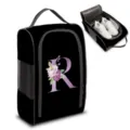 Bolsa de almacenamiento de zapatos de viaje negra con letra R floral púrpura - Estilo Letra R