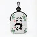Portable pet treat bag with cute panda design and carabiner clip for dog training - Oval (Panda)