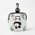 Portable pet dog training snack pouch with cute cartoon panda pattern and carabiner - Square (Panda)