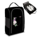 Bolsa de viaje para zapatos en poliéster negro con diseño floral de letra U - Estilo Letra U