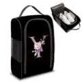 Bolsa de viaje para zapatos de poliéster negro con estampado floral de letra Y y malla lateral - Estilo Letra Y