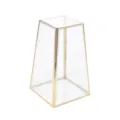 Clear glass geometric terrarium jewelry box with brass trim for home decor display storage - 25x10.5x10.5cm