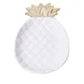 Nordic style ceramic pineapple jewelry tray with gold plated leaf for home desktop decor. - White