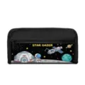 High capacity black canvas pencil case featuring a cartoon astronaut space print design - Astronaut 11 (New Square Pencil Case)