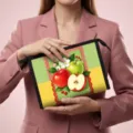 Tragbare sommerliche Kosmetiktasche mit Apfel-Print, Punkt- und Karomuster Design - 23x8.5x16.5cm / Apfeldruck