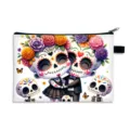 Cute Day of the Dead sugar skull couple printed large capacity makeup bag pouch with zipper - Sugar Skull Characters (27)