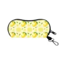 Portable travel sunglasses pouch featuring a fresh lemon fruit print and a secure hanging hook - 13 Lemon Plaid