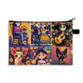 Mexican Day of the Dead patterned large capacity zippered makeup storage pouch - Skull Musicians and Girl (29)