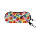 Portable fruit print sunglasses pouch with swivel hook and zipper closure for travel - 14 Berry Plaid