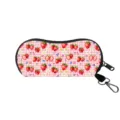 Portable eyeglasses pouch with watercolor strawberry print and pink gingham pattern - 15 Pink White Strawberry Plaid