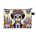Mexican Day of the Dead sugar skull dog print coin purse pouch - Day of the Dead Cute Dog Pattern-31