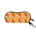 Portable eyeglass pouch featuring fresh orange fruit print and a black carabiner - 18 Sweet Orange Lace