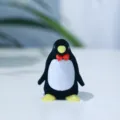 Boîte à bagues pingouin floquée mignon dessin animé boîte cadeau bijoux rangement - Style 1 / Noir