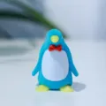 Jolie boîte à bijoux floquée en forme de pingouin mignon pour bague et boucles d'oreilles. - Style 1 / Bleu