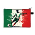 Large capacity soccer pencil case featuring Italian flag and player silhouette design - Style 09