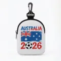 2026 Australia flag themed portable earphone pouch with soccer ball design and hook - Oval-Australia