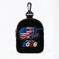 Mini pochette de rangement football 2026 avec mousqueton pour pièces et câbles - Style Ovale USA