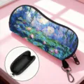 Portable travel sunglasses pouch with Monet Water Lilies oil painting pattern and hook - Water Lilies