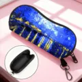 Portable zipper glasses pouch with Van Gogh oil painting style and metal hook clip - Starry Night Over the Rhone Style (02)