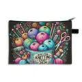 Vibrant knitting themed printed cosmetic bag for yarn storage and travel toiletry needs - Style 01 (Polyester) / 21x15cm