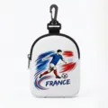 Petit porte-monnaie blanc sur le thème du football avec imprimé France et mousqueton noir - Style Ovale France