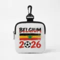 Compact 2026 Belgium football theme coin purse with Belgian flag print and black clip - Square-Belgium