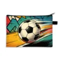 Large capacity rectangular pencil case with vibrant pop art soccer print for students - Style 12