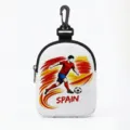 Mini pochette de rangement thème Espagne foot avec mousqueton pour écouteurs et câbles - Style Ovale Espagne