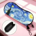 Portable sunglasses pouch featuring Van Gogh's Starry Night oil painting with hook - The Starry Night