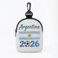 2026 Argentina football themed portable earphone pouch with black carabiner - Oval-Argentina